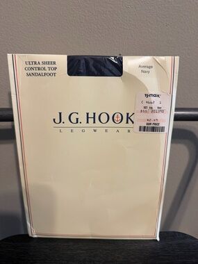 J. G. Hook VintageUltra Sheer Control Top Pantyhose Navy Average Sandalfoot NWT